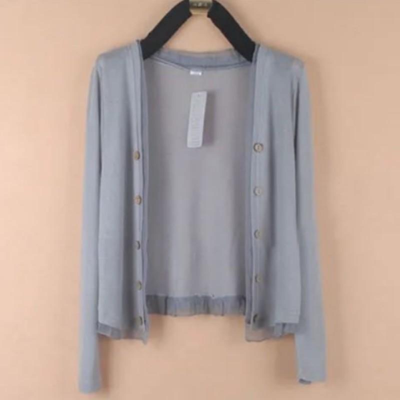 Women's Lightweight Summer Knit Cardigan with Lace Trim, Sun-Protective, Plus Size, Long-Sleeve Outerwear