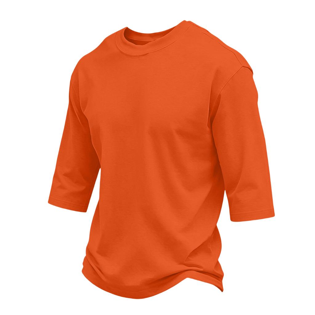 Men Casual Regular Fit Crewneck Three Quarter Sleeve T Shirt Soft Cotton Blend Plain Lightweight Top for Daily Wear
