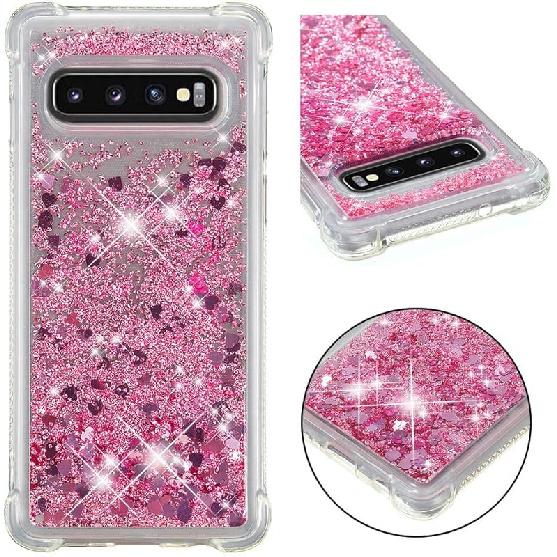 Compatible with Galaxy S10 Case, Bling Glitter Clear Case Floating Quicksand Shockproof Protective Sparkle Silicone Soft TPU Case for Samsung Galaxy