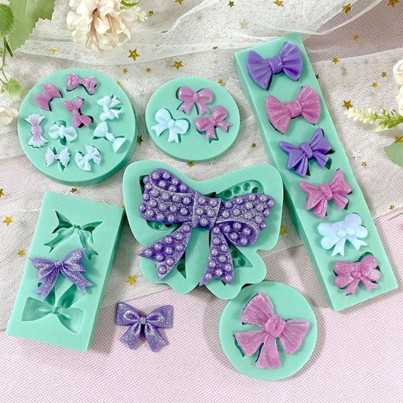 Mini Love Heart Bow Silicone Mold Handmade Soap Making Mould for DIY Baking Fondant Chocolate Wedding Cake