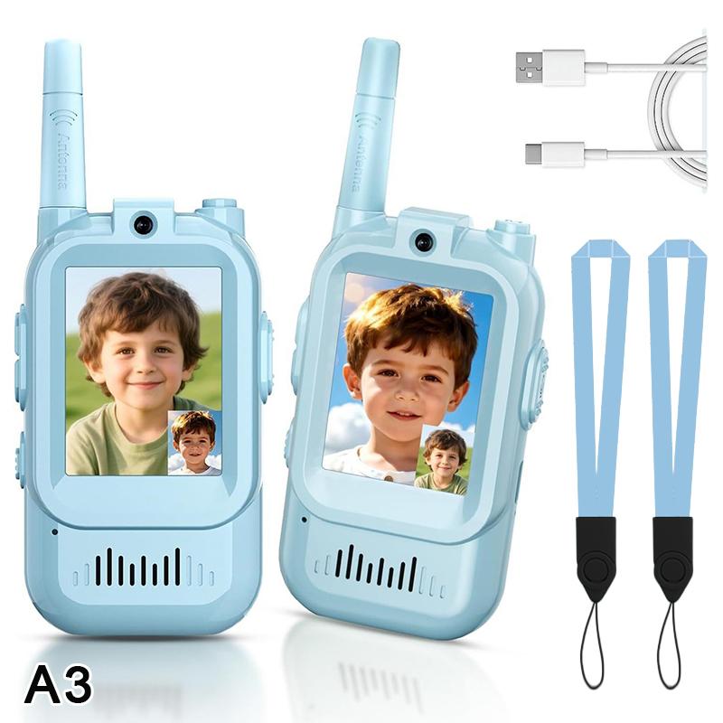 

2Pcs Video Walkie Talkies For Kids Rechargeable With Screen Display And Voice Effects Long Range Outdoor Toys Birthday Gifts as the picture