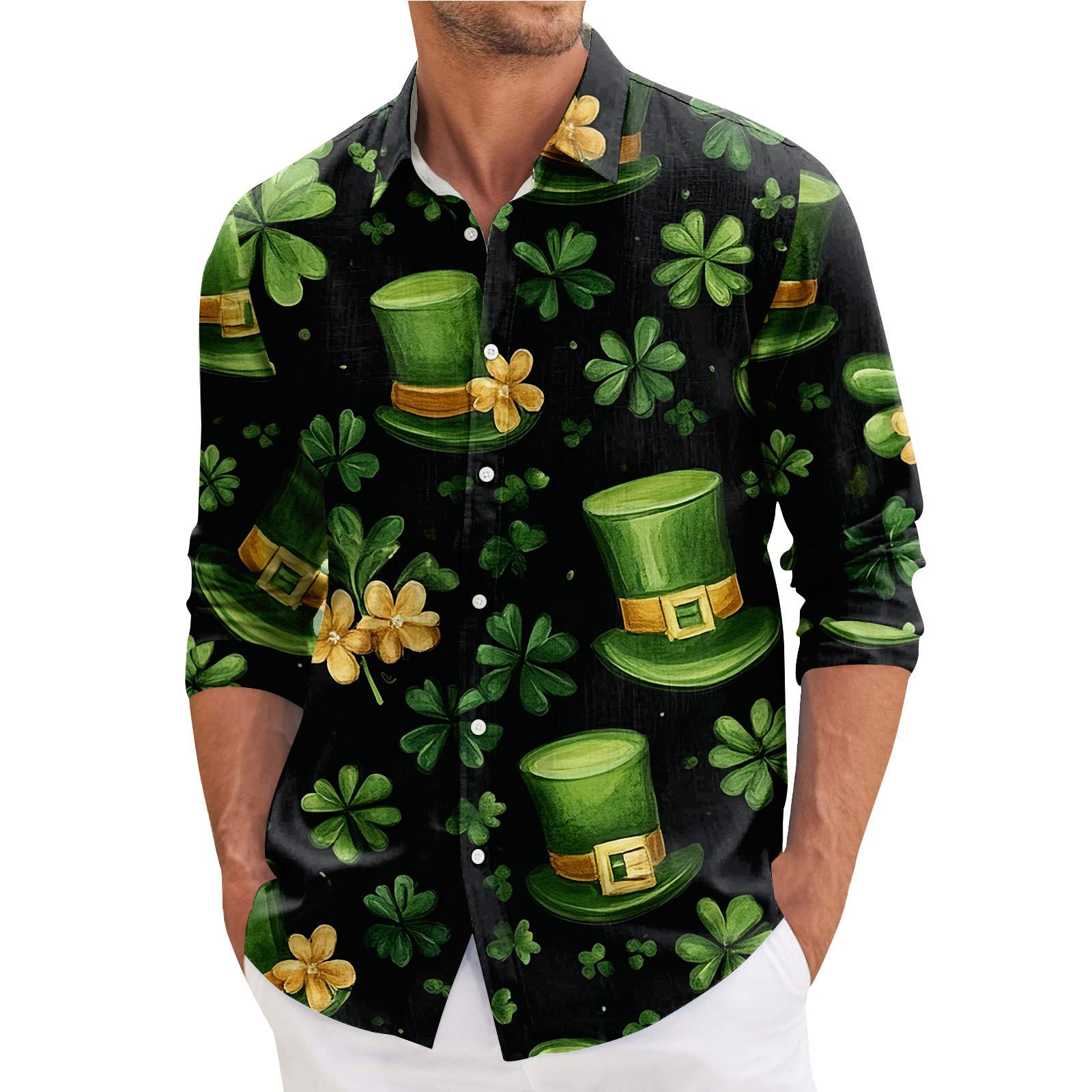 

Мужская весенняя повседневная свободная рубашка с длинным рукавом с принтом Мужская рубашка L армия зеленый