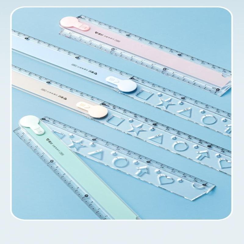 1Pcs Multifunctional Folding Ruler, 4 Colors Available, Clear Scale, Portable For Geometry Drawing & Measuring At School Home