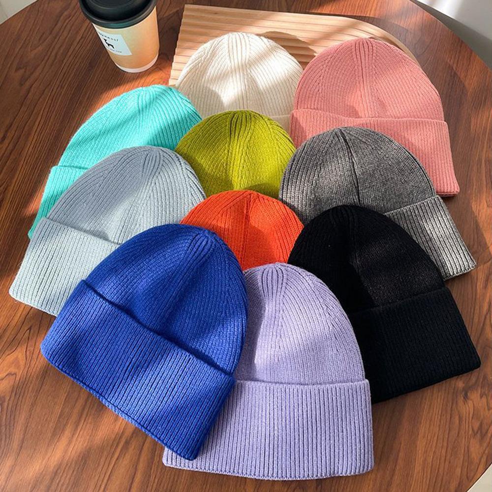 Knitted Hat, Can Add Logo Autumn and Winter Cashmere Warm and Cold Hat Men's and Women's Pullover Wool Hat Embroidery Cold Hat