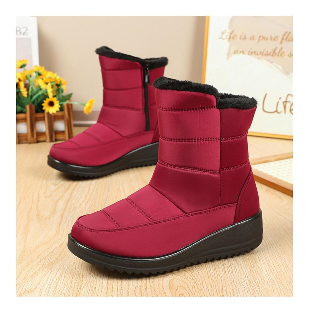 Women's Cotton Shoes Winter New Style with Plush and Thick Snow Boots, Waterproof and Anti Slip, One Foot Cotton Boots