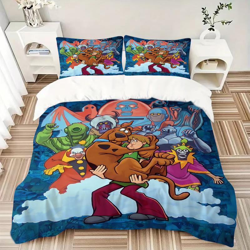 3pcs Scooby Doo and the Mystery of the Cosmic Creatures Quilt Cover Set (1 Quilt Cover + 2 Pillowcases Without Pillow Core), High-Definition Prin