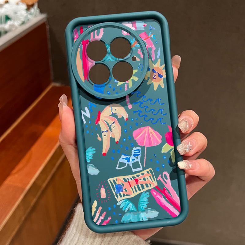For OnePlus 13 Case Cartoon Vacation Painting Shockproof Bumper Silicone Cover For OnePlus 15 Nord 5 13R 13T 12R 12 11R 5G