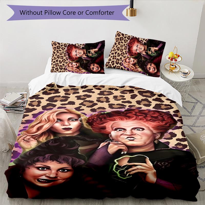 Hocus Pocus 3pcs Bedding Set Duvet Cover Closure Includes 1 Duvet Cover & 2 Pillowcases for All Seasons Bedroom Home Dorm Decor