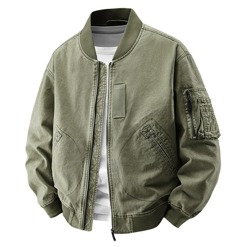Mens Washed Workwear Jacket 2026 Casual Baseball Collar Lightweight Outerwear Outdoor Leisure