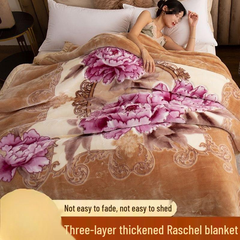 G5Z Double Layer Winter Blanket: Thick Flocked Raschel & Milk Fleece for Cozy Naps.