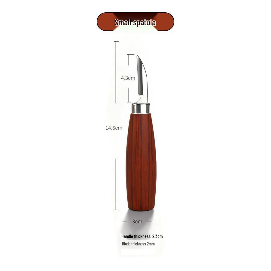 Wood Carving Tool Set: Carving Knife, Digging Spoon, Utility Knife, Detail Knife, Flat Chisel, Beveled Shovel.