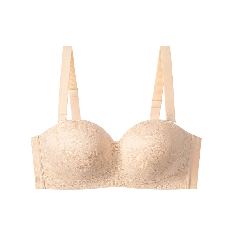 Strapless Non-Slip Push-Up Bandeau Bra with Light, Breathable Thin Cup for Larger Chests