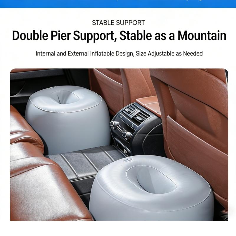 Foldable Inflatable Car Mattress for Comfortable Sleep with builts in Pillows and Cup Holders Ideal for Road and Camping Adventures