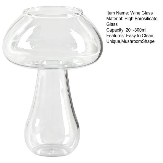 Mushroom Cocktail Glass Cup, Creative Clear Wine Glasses, Cute Coffee Cups, Novelty Drinkware Bar KTV Tool