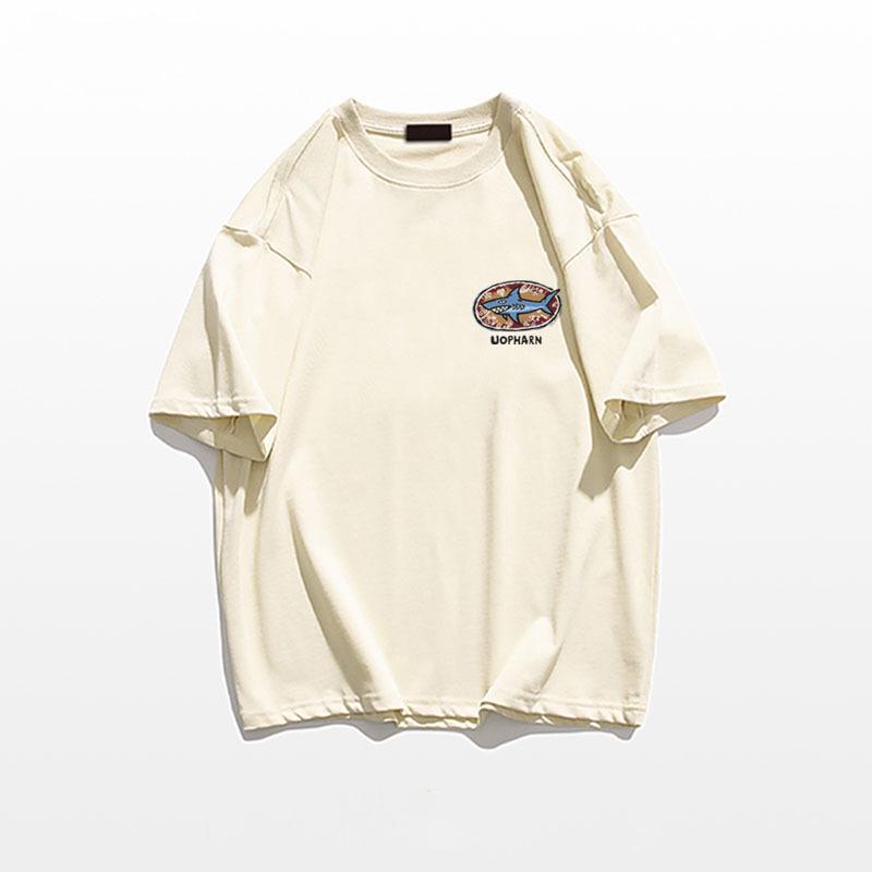 

Американская ретро женская футболка из чистого хлопка с коротким рукавом - Летний дизайн 2025 года в стиле хай-стрит L абрикосовый