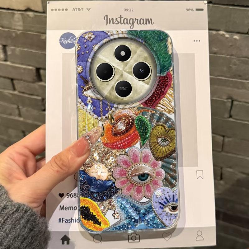 Sun Marine Floral Eyes Girls Women Phone Case For Xiaomi Poco X7 Pro X3pro X5 M6 X6 X3 NFC M5s M6 C75 C61 Bumper Fundas Cover