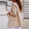 Women Autumn Blazer Solid Color Pockets OL Style Cardigan Formal Long Sleeves Lady Suit Coat Female Clothes