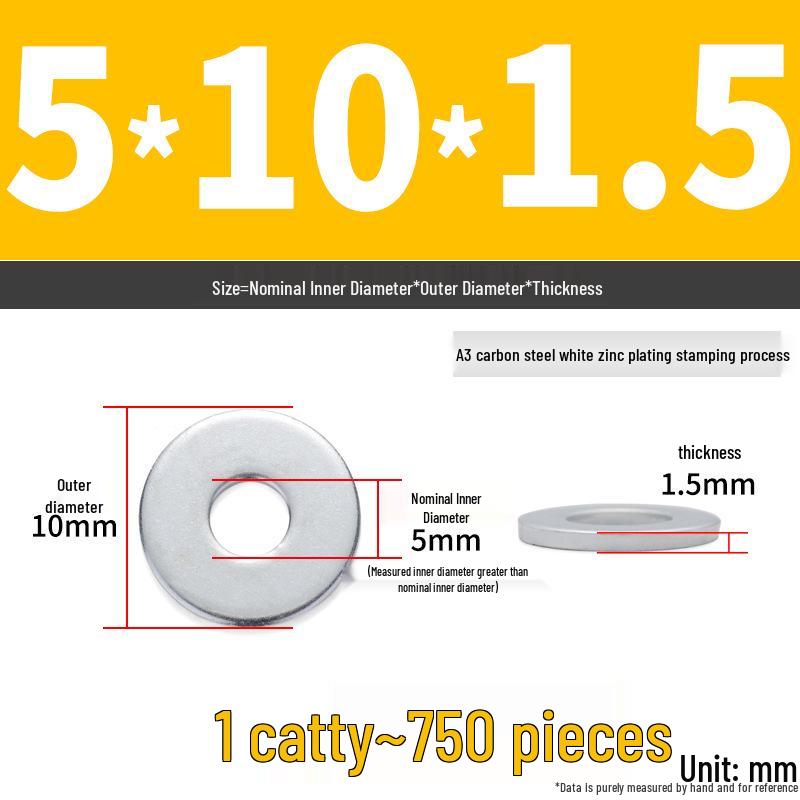 Extra Large Galvanized Metal Flat Washer - Thickened Round Screw Washer M6-M16