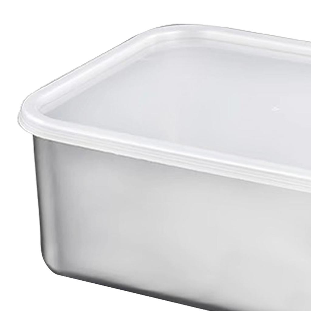 Food Storage Container with Lid 304 Stainless Steel Square Lunch Container for Fridge Outdoor