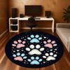 1pc Paw Prints Hearts Round Chair Mat Area Rug - Non-Slip, Floor Mat for Office, Bedroom, and Indoor Decor -1002158