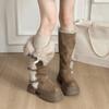 Thick-soled two-wear fluffy snow boots, winter thin Northeast boots, tall and velvet but knee boots