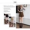 Women's A-Line Pleated Corduroy Wool Skirt with High Waist and Built-in Shorts for Autumn/Winter 2024.
