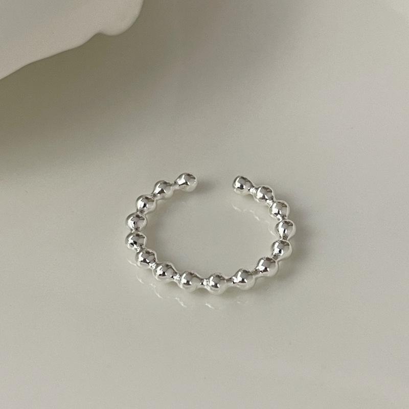 Su Chuang S925 Sterling Silver Bead Ring for Women - Cool, High-End, Round Bead Stacking Index Finger Design
