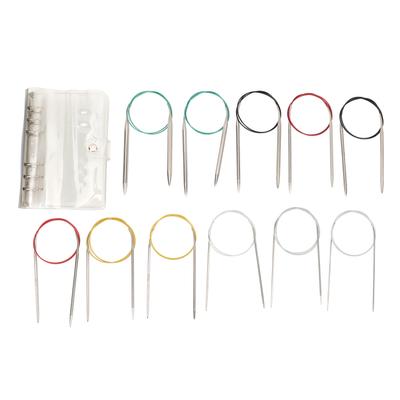 11 Pcs Circular Knitting Needles 2‑8mm 80cm Length Half Point Design Stainless Steel Circular