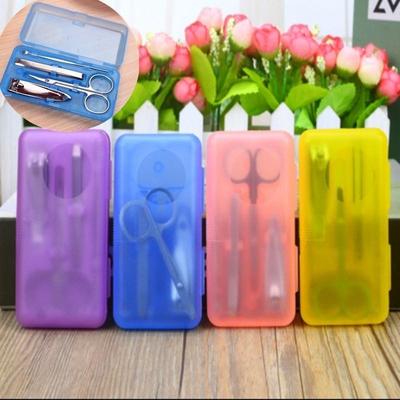 Mini Nail Art Maniküre Set Nagelpflege Werkzeuge mit Nagelknipser Schere Pinzette Farbe