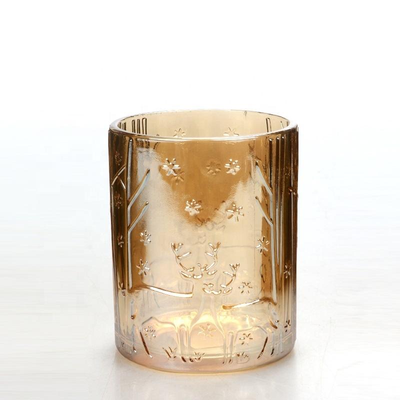 Home Decor Empty Candle Jars/tins With Mercury Glass Material Votive Candle Holder Gold Christmas Candle Holder