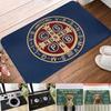 Saint Benedict Medal Printed Door Mats Kitchen Anti-Slip Carpets Washable Absorbent Bathroom Footpad Soft Rugs for Home Decor