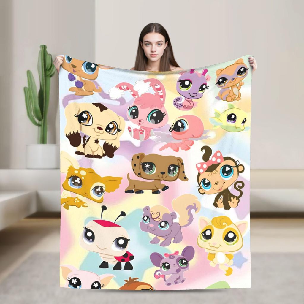 Warm Soft Blanket Camping Littlest Pet Shop Throw Blanket  Flannel Bedspread For Outdoor Novelty Sofa Bed Cover