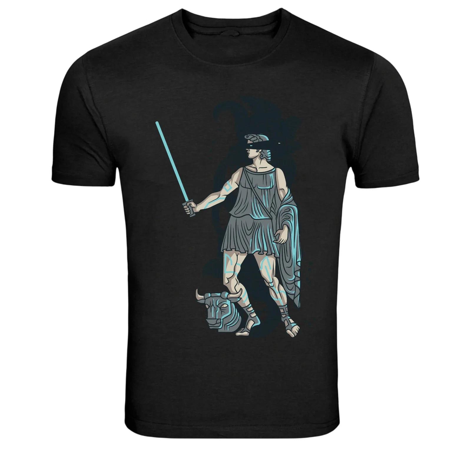 Blindfold Justice Sword Statue Mythology Graphic T-Shirt XXL