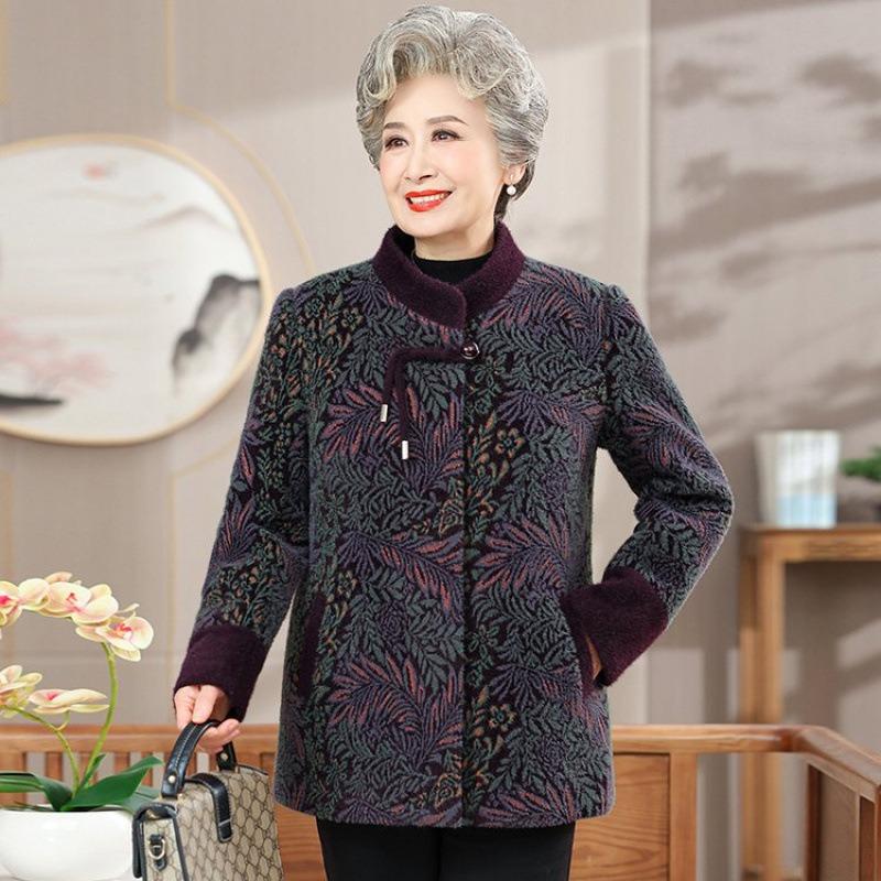 

Зимнее шерстяное пальто женское маленькое осенне-зимнее для пожилой женщины бархатная одежда 5XL [recommended 150-80kg] фиолетовый