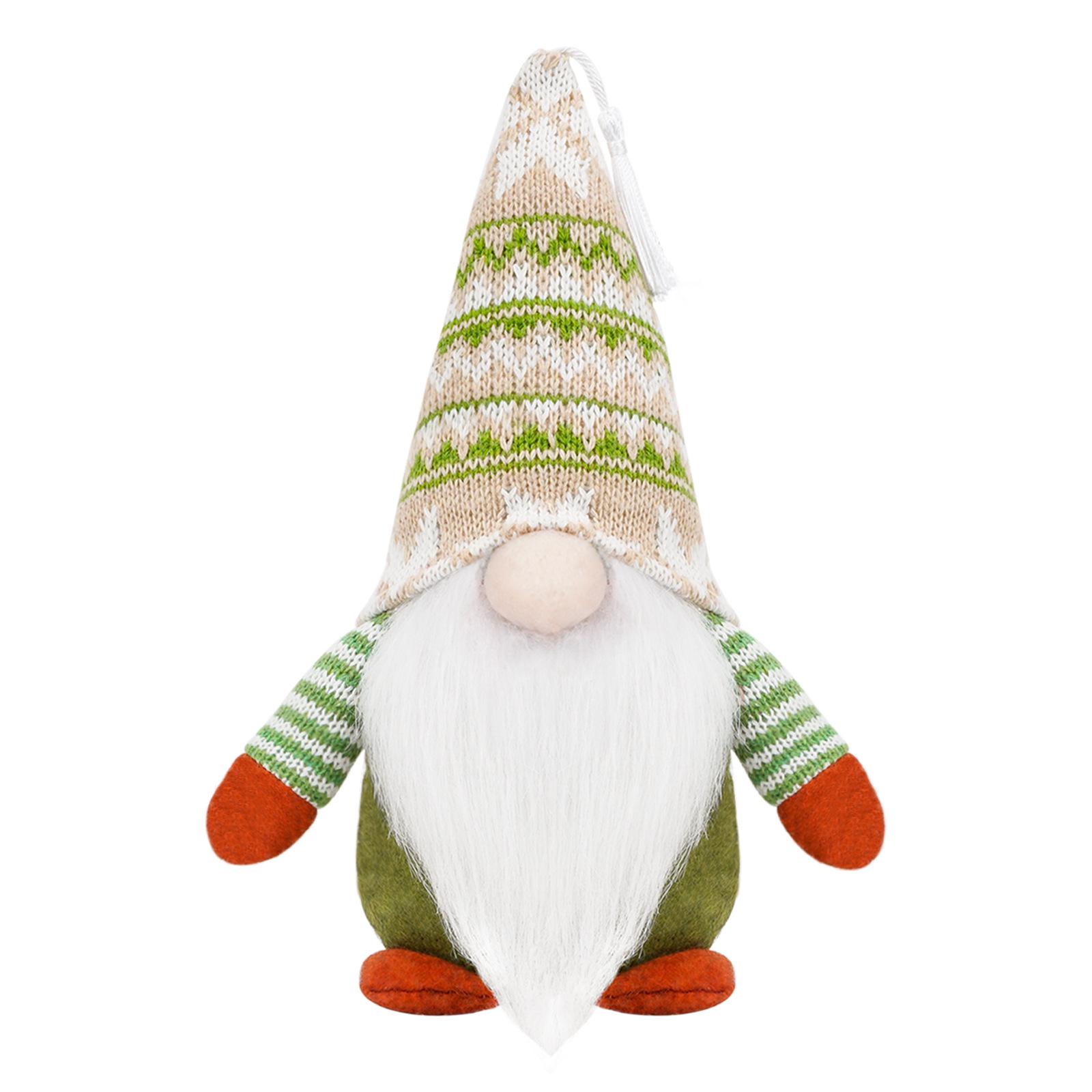 Knitted Green Forest Rudolph Faceless Doll Figurine - Christmas Standing Decoration Ornament