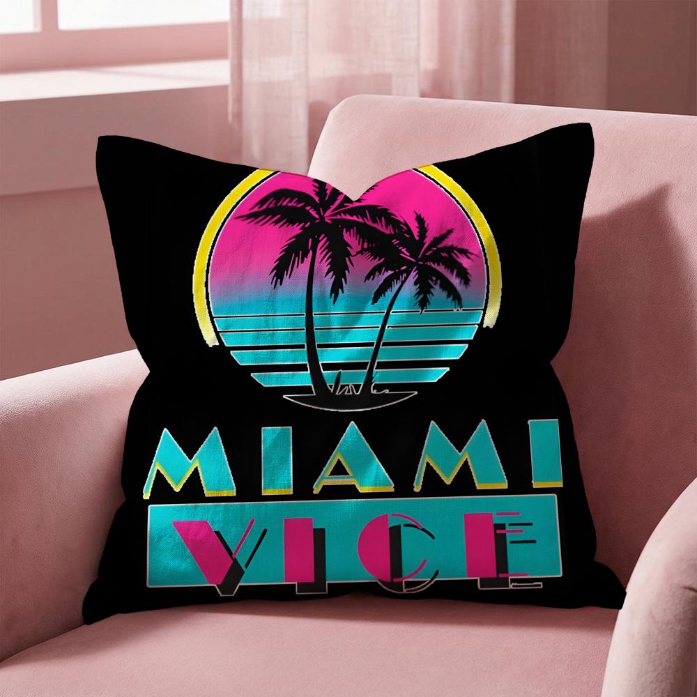 M-Miami Vice Movie Cushion Cover Multi-Scene Pillow Cover for Home & Car - Reversible, Soft & Durable for Daily Use