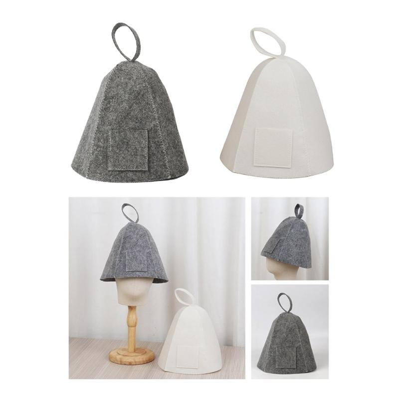 Wool Felt Sauna Set Bath Hat Shower Cap Men Women Protective Hair Cover Bathroom