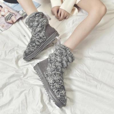 Stivali da Neve Lavorati a Maglia in Lana da Donna Inverno Creativo Coreano Peluche Moda Scarpe in Cotone Tendenza Antiscivolo Caldi Piatti Scarpe Casual