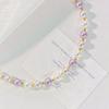 Haute Couture Design Mixed Color Purple And White Artificial Crystal Pearl Necklace Collarbone Chain