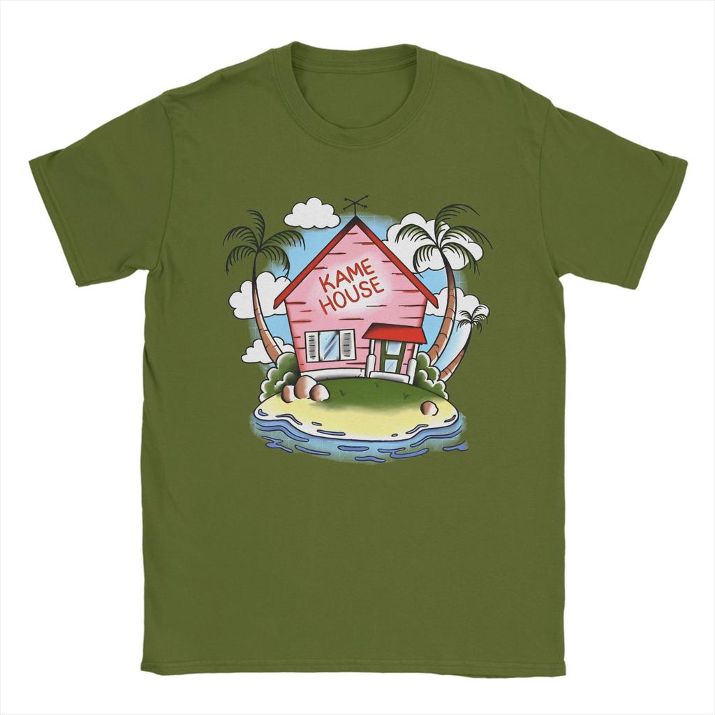 Kame House Cotton T Shirt For Men Summer Vintage T-Shirts O-Neck Novelty Tees Oversized Pattern Clothing