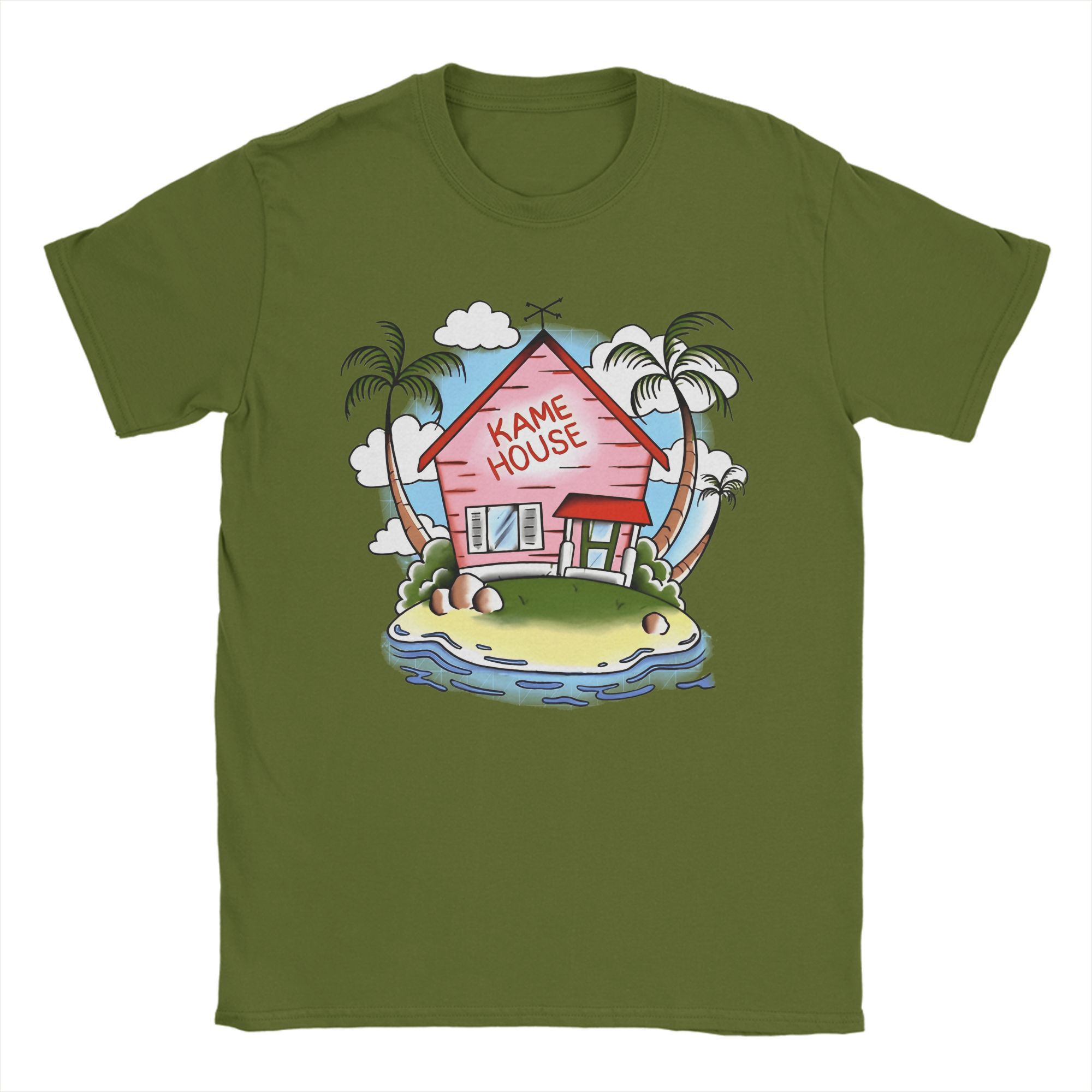 

Kame House Cotton T Shirt For Men Summer Vintage T-Shirts O-Neck Novelty Tees Oversized Pattern Clothing 4XL