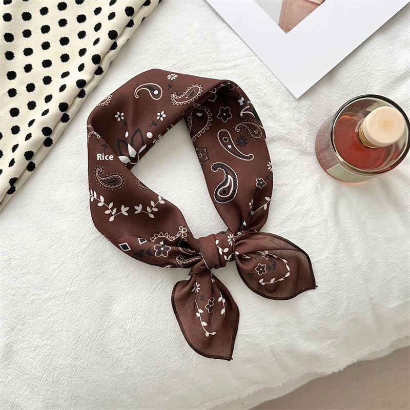 

Квадратный платок 55*55 Ретро принт Шелковый платок Женский шейный платок Накидка на все случаи жизни Модный трендовый платок Головной платок для альпинизма