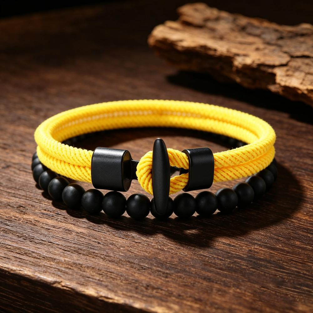New 2Pcs Men Bracelet Set Premium Selected 4mm Cord Multiple Colors And Sizes Available Casual Street Versatile Wrist Accessory