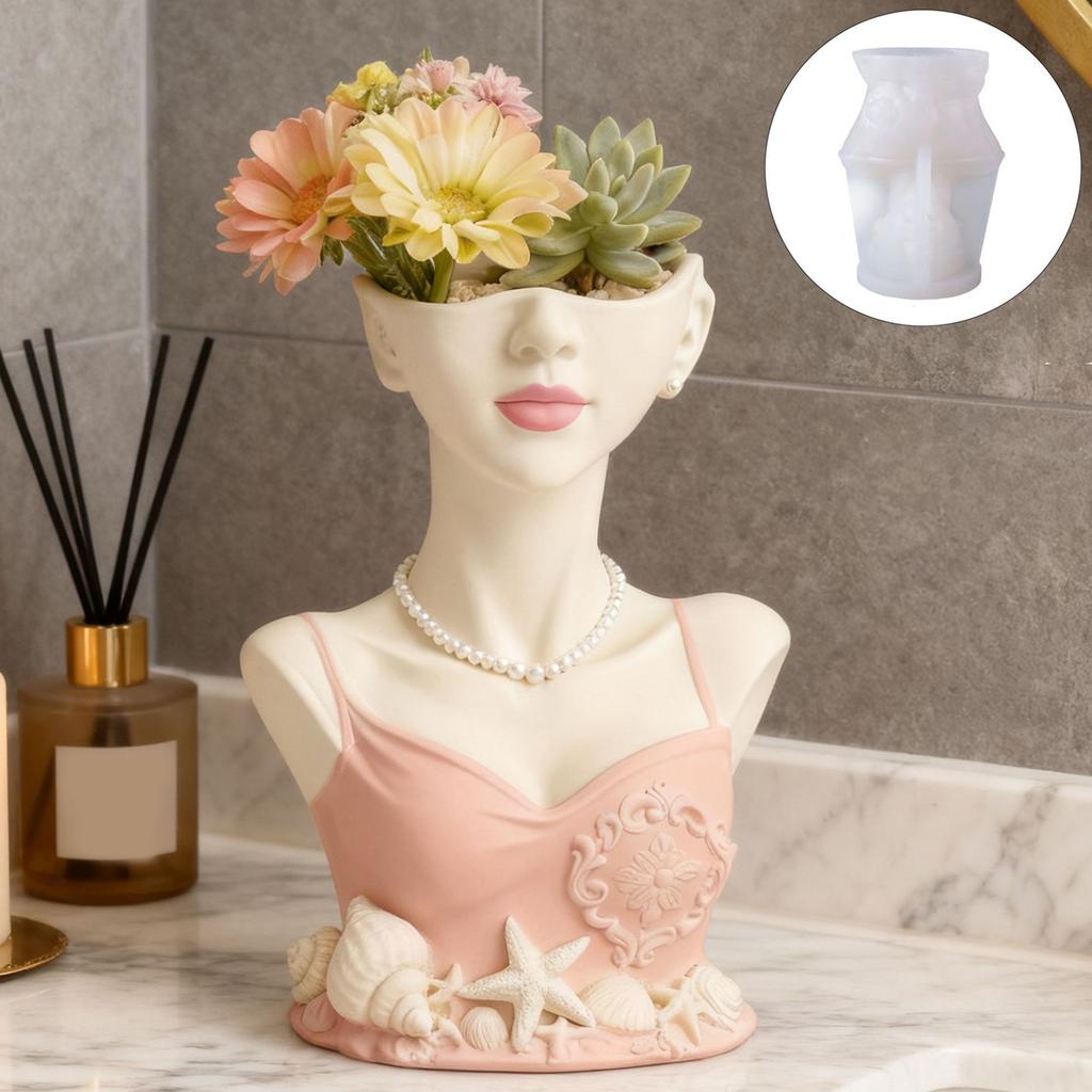 Silicone Lady Shaped Pen Holder Mold For Resin Casting Detailed Planter Handmade Pen Holder Creative Gift