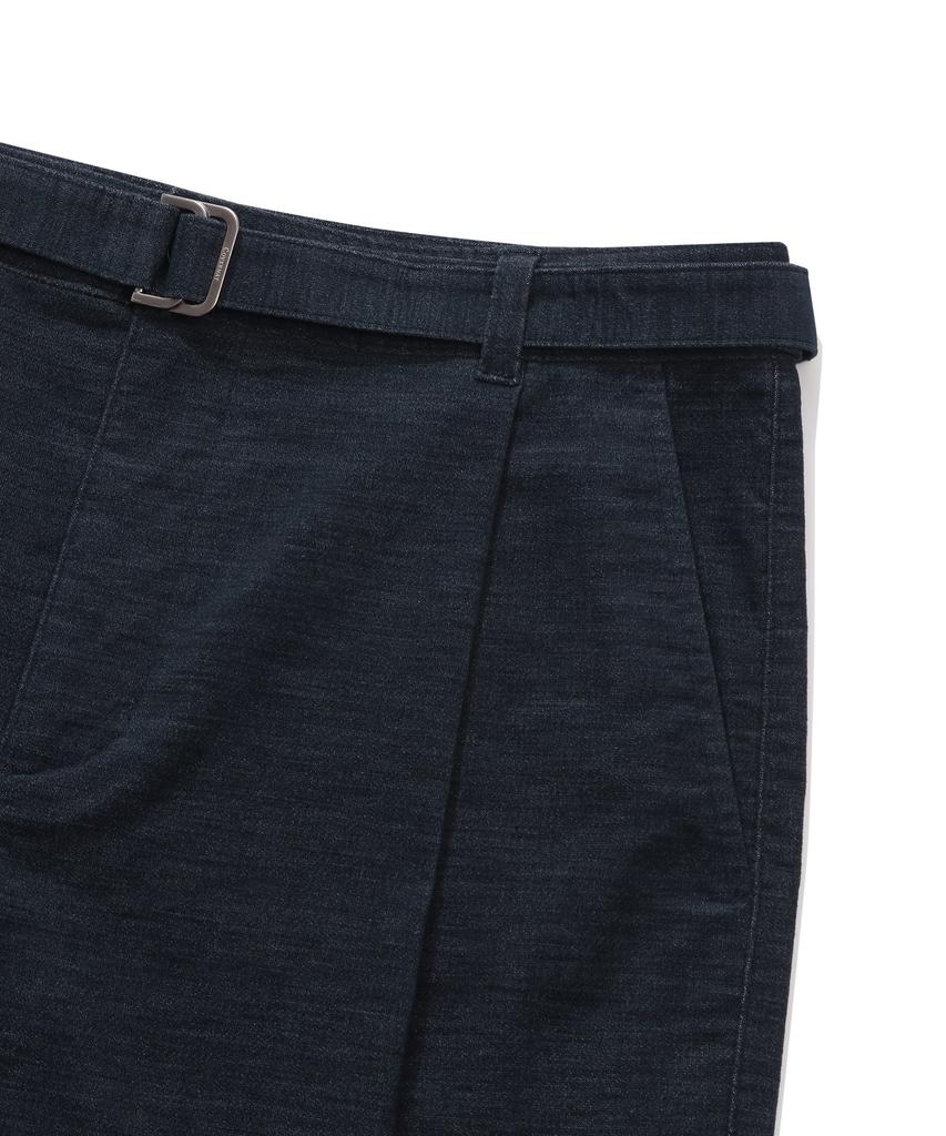 COVERNAT Moleskine One-Pleat Wide-Fit Belted Pants Indigo