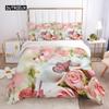 Butterfly Duvet Cover Set Pink Butterflies Rose Printed Comforter Cover Set for Girls Teens Women Spring Fresh Theme Quilt Cover