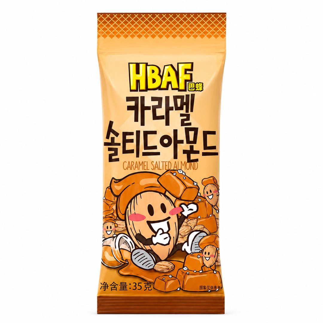 HBAF МИНДАЛЬ В КАРАМЕЛИ С СОЛЬЮ 35г #CARAMEL SALTED ALMOND*1pack beige