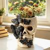 Personalized Resin Crafts Black Butterfly Skull Vase, Skeleton Pen Holder, Gothic Flower Unique Ornament Arrangement Container, Creative Desktop