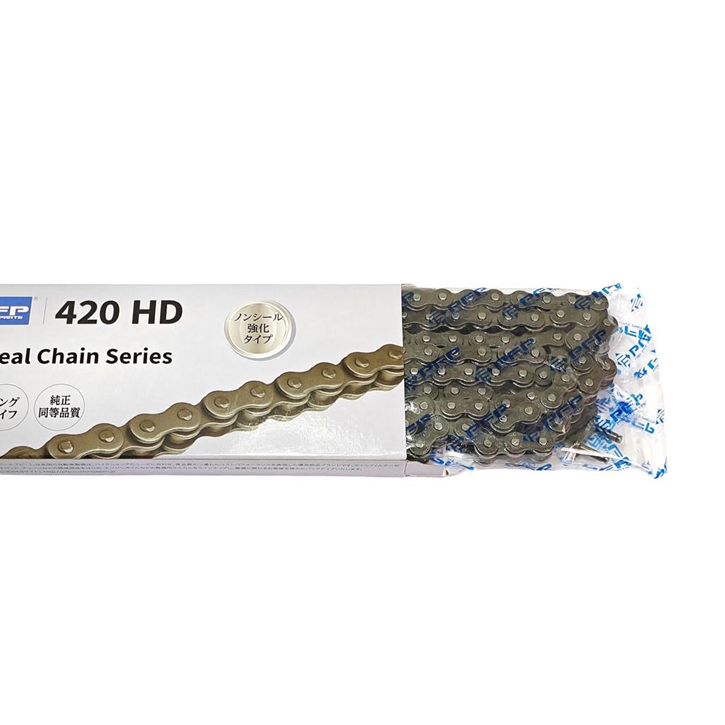 PFP 420HD-98L Motorcycle Chain, Reinforced Clip Joint 420-98, Non-Seal, Steel, Compatible with Honda C50, Supercub 50, Standard, Etc