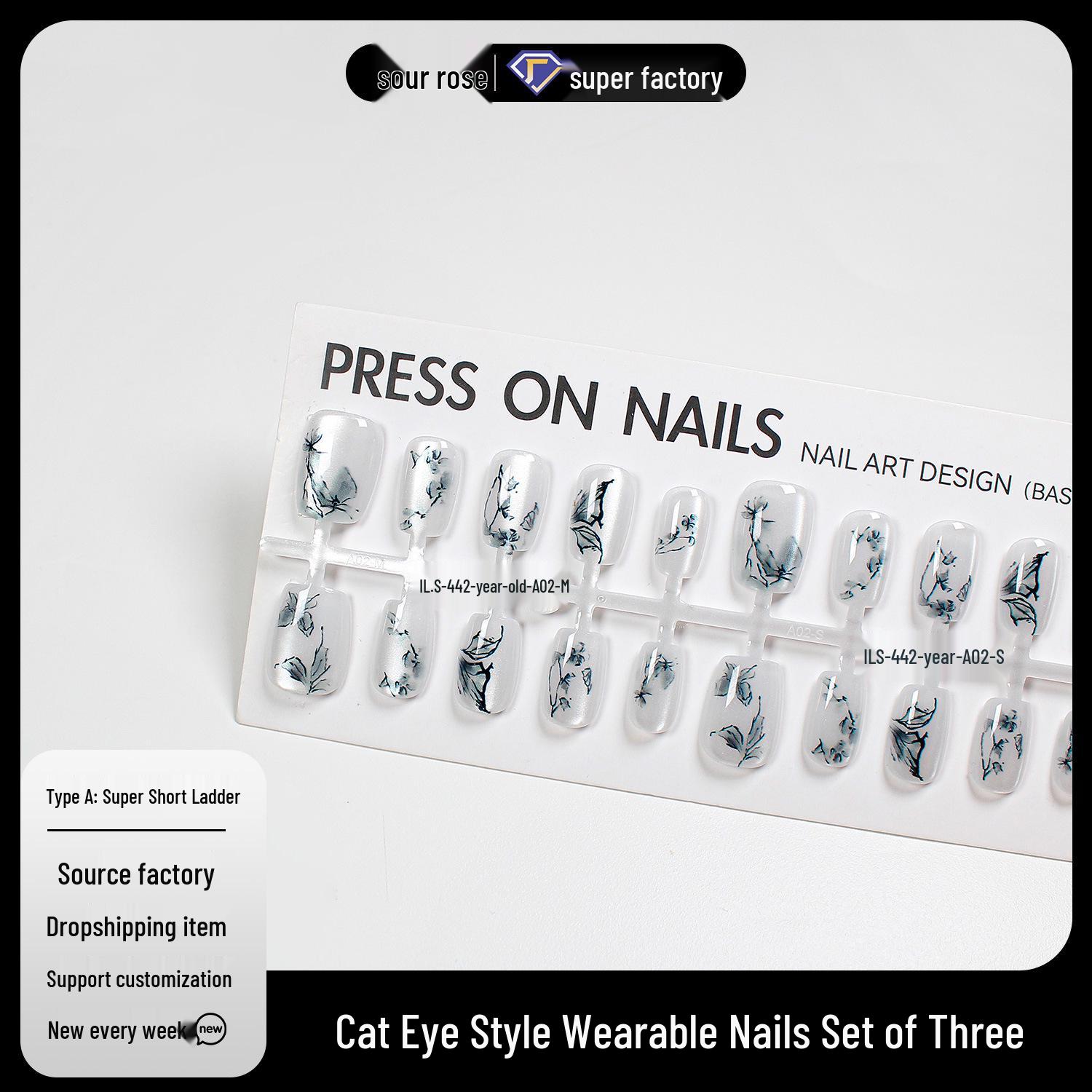 

Jiaolong Handmade Cat Eye Style Wearable Nails